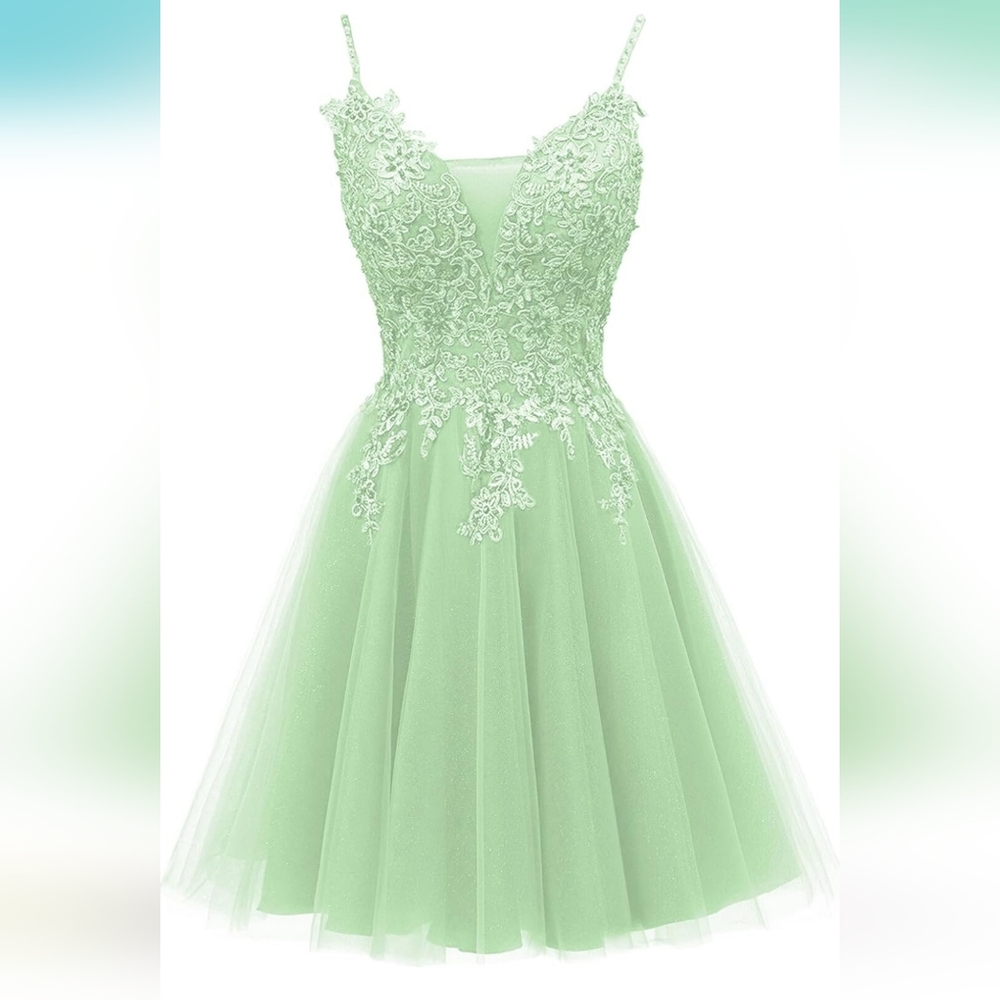 Prom Dress Homecoming Short - Sage- Quinceañera/Damas Dresses for Teens Tull